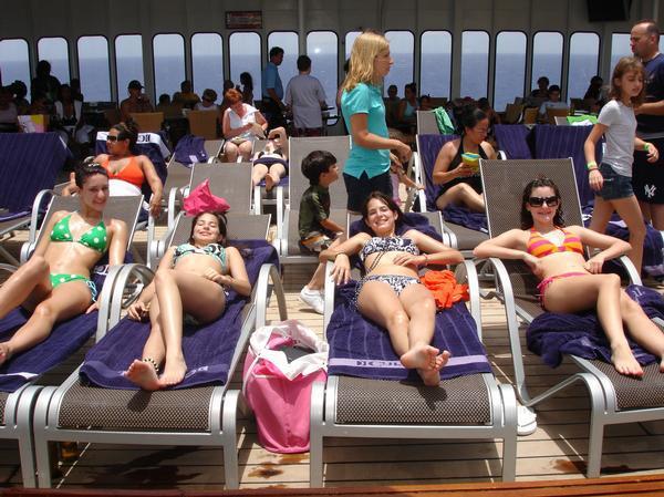sun bathing on a cruise ship